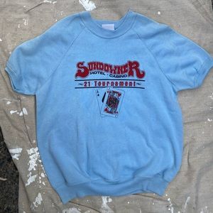 1980s Vintage Playing Card Warmup Short Sleeve Sweater- M